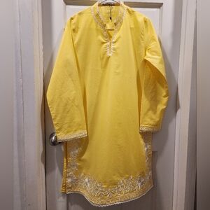 Khaadi yellow embroidered kurta in size 10.